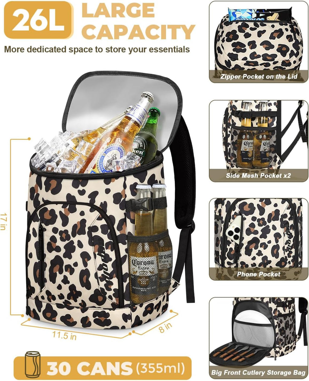 Capolo Cooler Backpack for Men Women Insulated Backpack Cooler Leak Proof