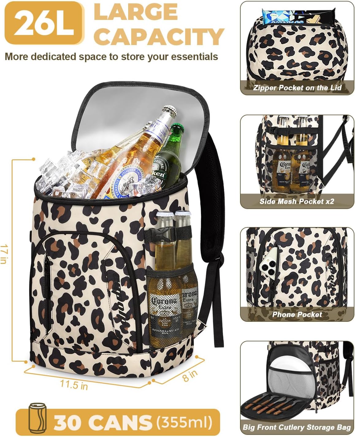 Capolo Cooler Backpack for Men Women Insulated Backpack Cooler Leak Proof