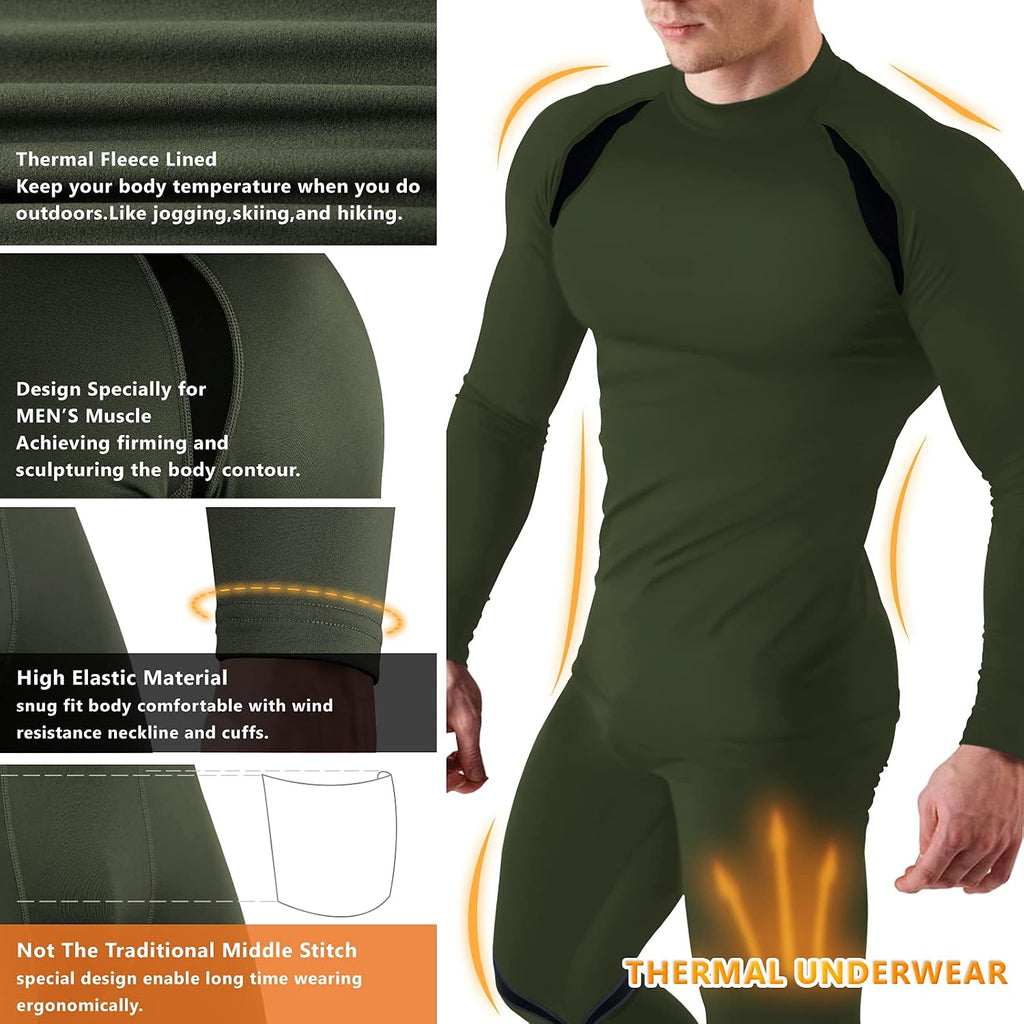 Muezna Men's Thermal Top and Bottom Set Underwear Long Johns Base Layer