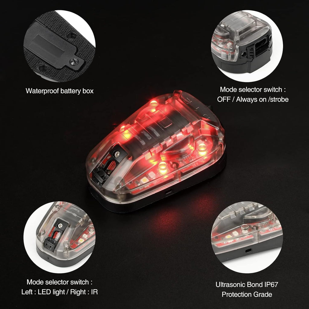 NOBUHIRO 4 Modes Tactical Helmet Light with Visible LED+IR Constant/Strobe