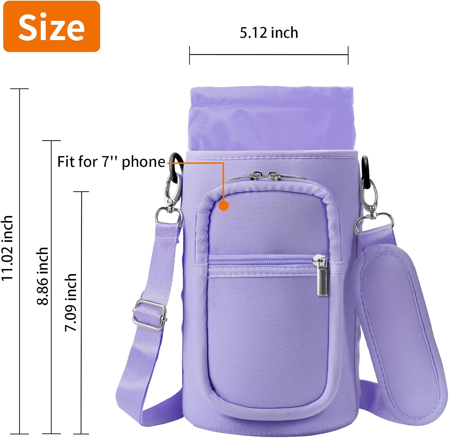 AceTreker 32/40/64/128 oz Neoprene Insulated Water Bottle Carrier Bag, Sling Bag Sleeve Pouch Holder with Strap & Paracord Handle and 2 Pocket for Travelling, Hiking, Camping