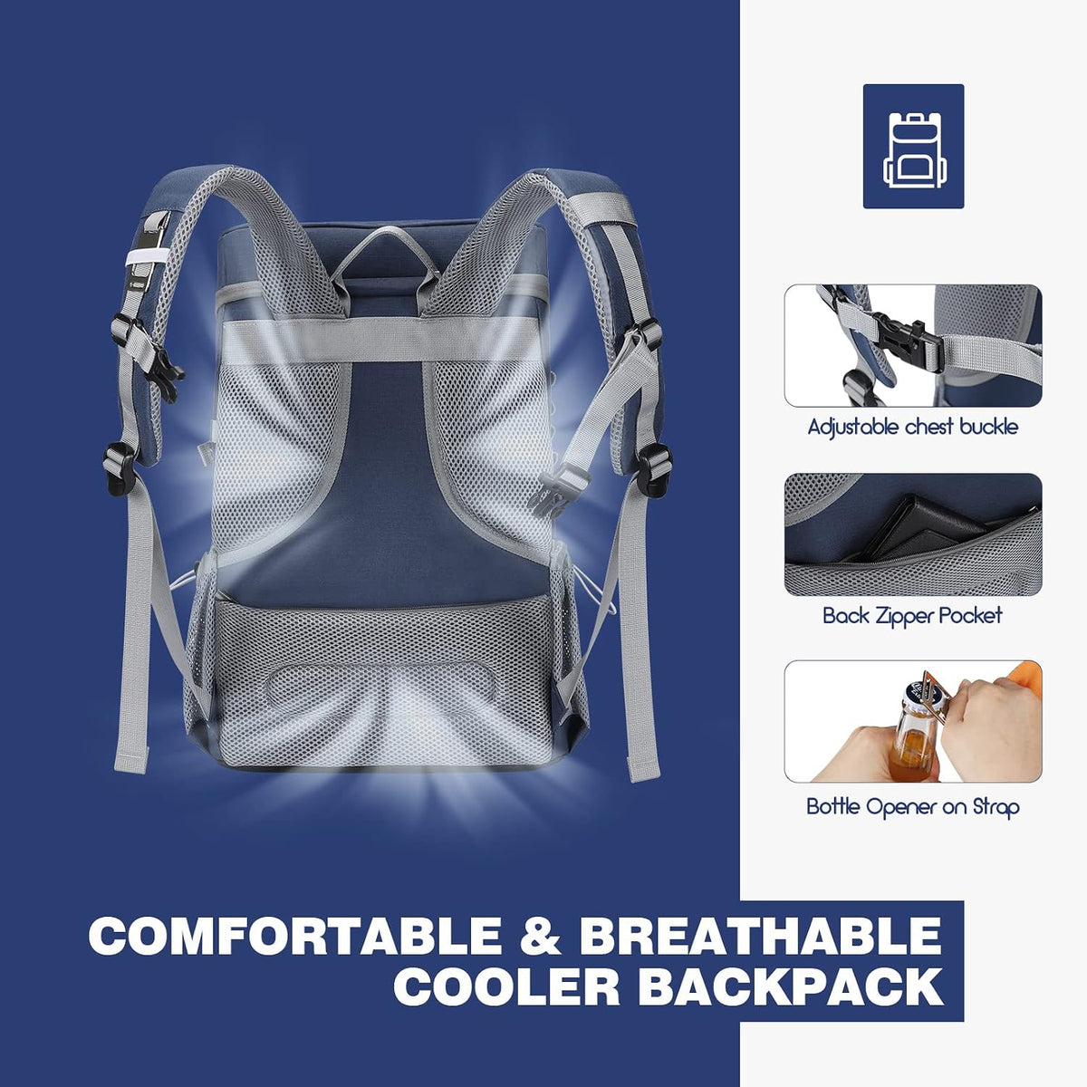 Maelstrom 35/50Can Insulated Cooler Backpack, Leakproof Soft Lunch Ice Bag