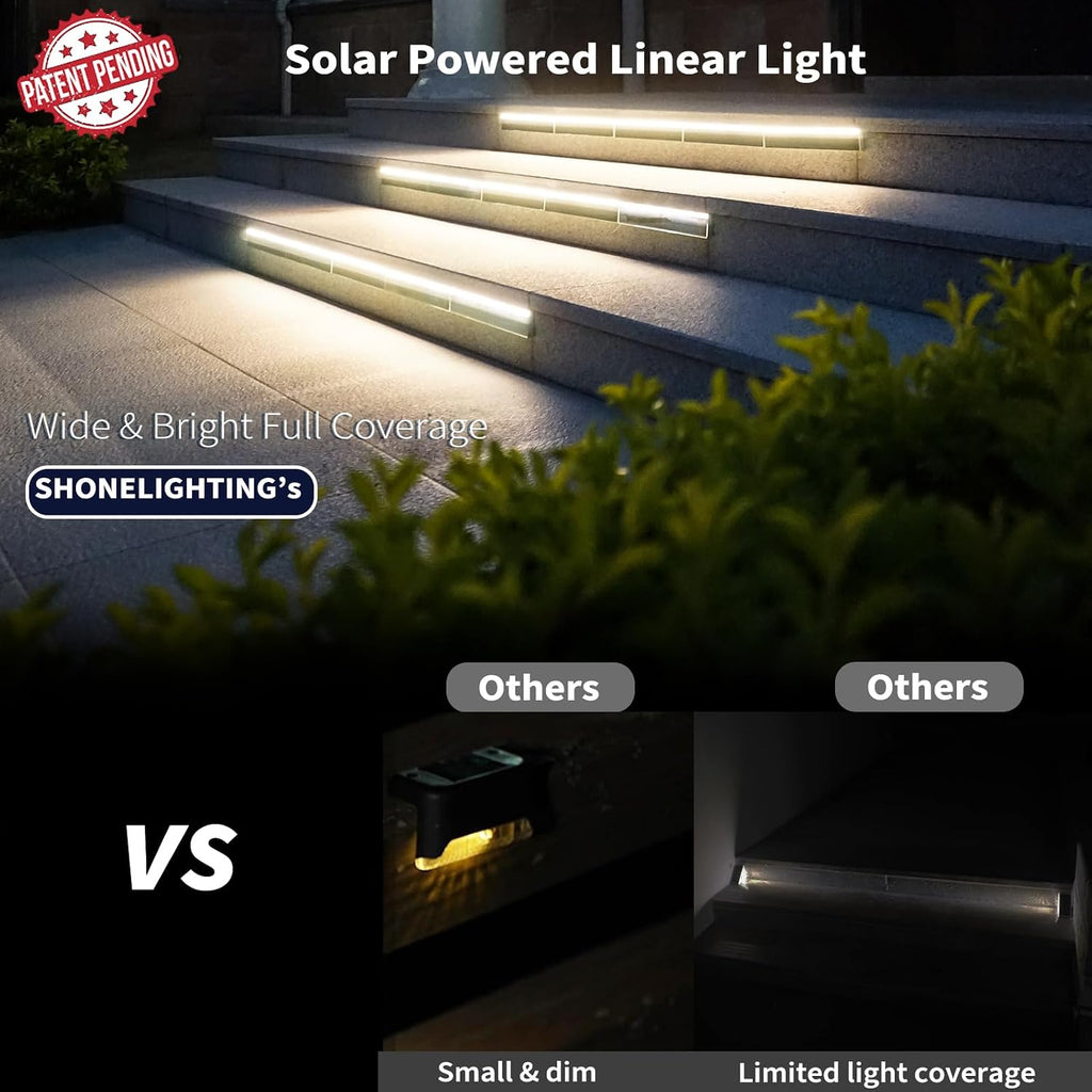 SHONELIGHTING Solar Step Lights Outside, 33 Focused LEDs, Stair Light, 6PK