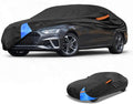 Waterproof All-Weather Universal Car Cover with Right Side Zipper, 210D-PU Black Blue Fits for Sedan 177" to 185" Length