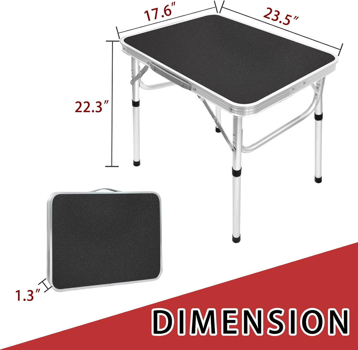 Camp Field Small Folding Camping Table, Adjustable Height, Lightweight