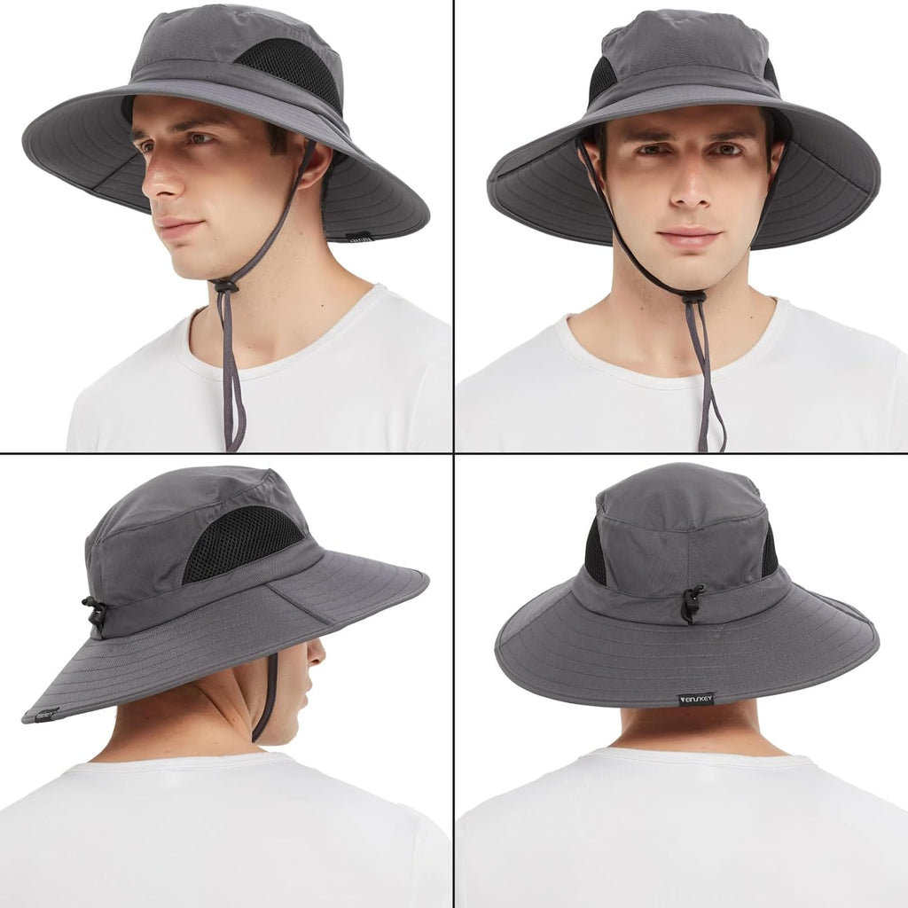 Wide Brim Sun Bucket Hat, Waterproof Boonie Hat for Men & Women