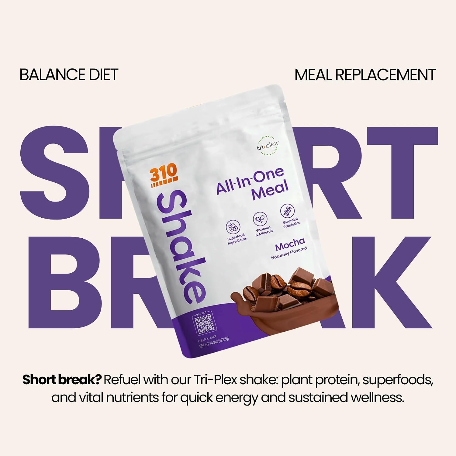 310 Nutrition All-In-One Meal Replacement Shake Powder - Mocha - 14 Srv