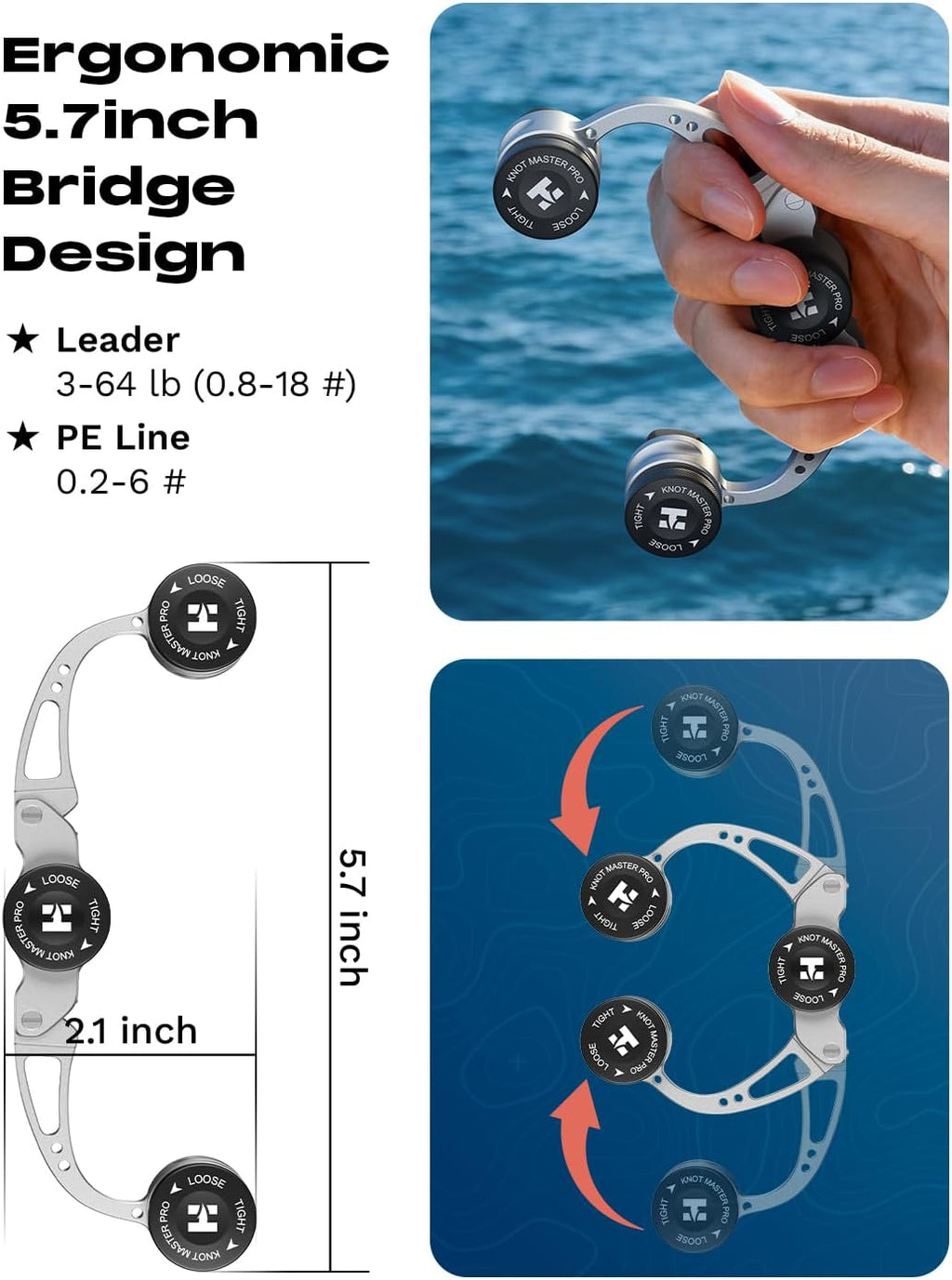 HOOK-EZE FG Knot Tying Tool, GT Knot Assist for Braid to Leader Connection, Adjustable Tension, Fast and Secure FG Knotter, Premium Fishing Gifts for Saltwater Freshwater Anglers Fishermen