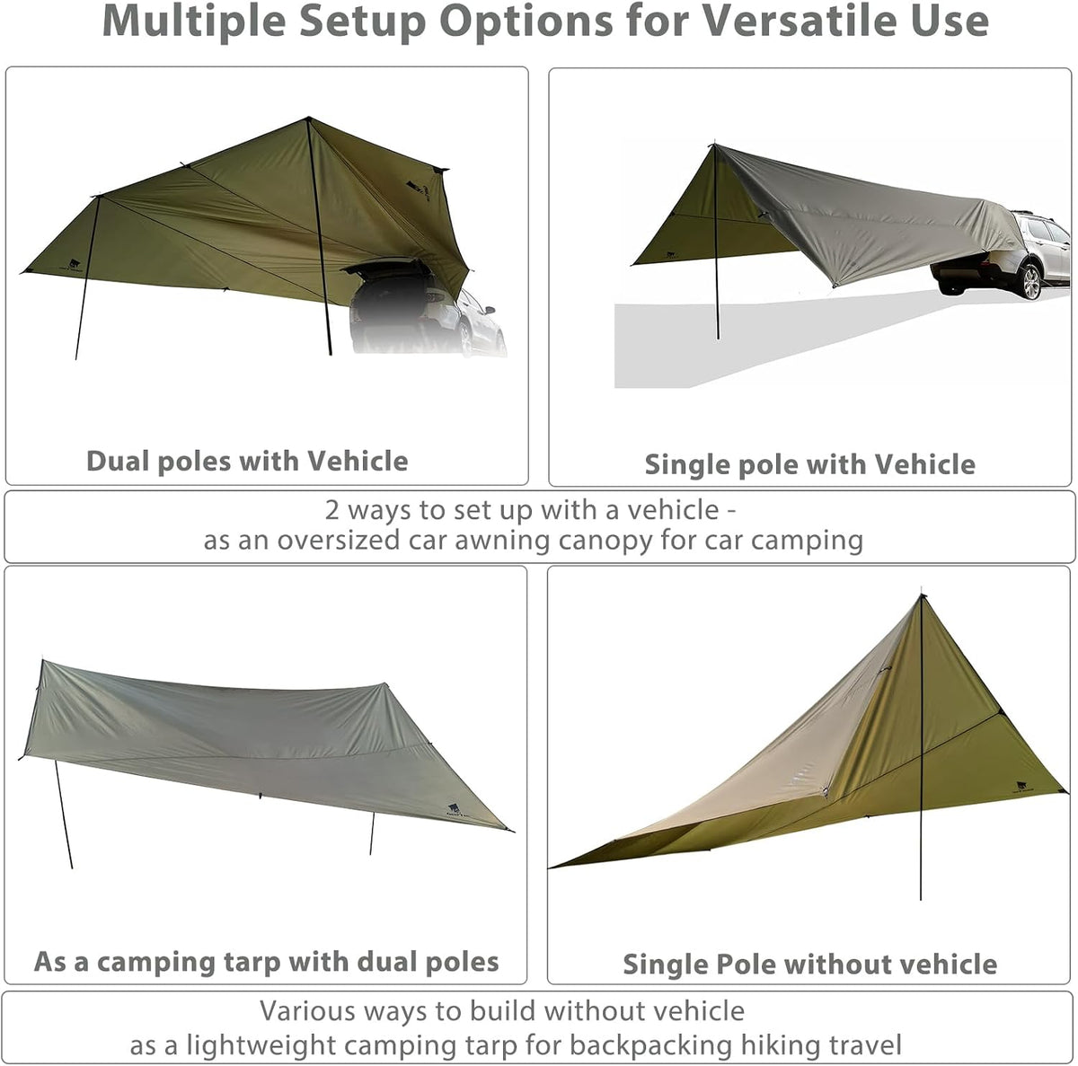GEERTOP Car Tailgate Awning 19 x 16 FT, Waterproof Camping Shelter