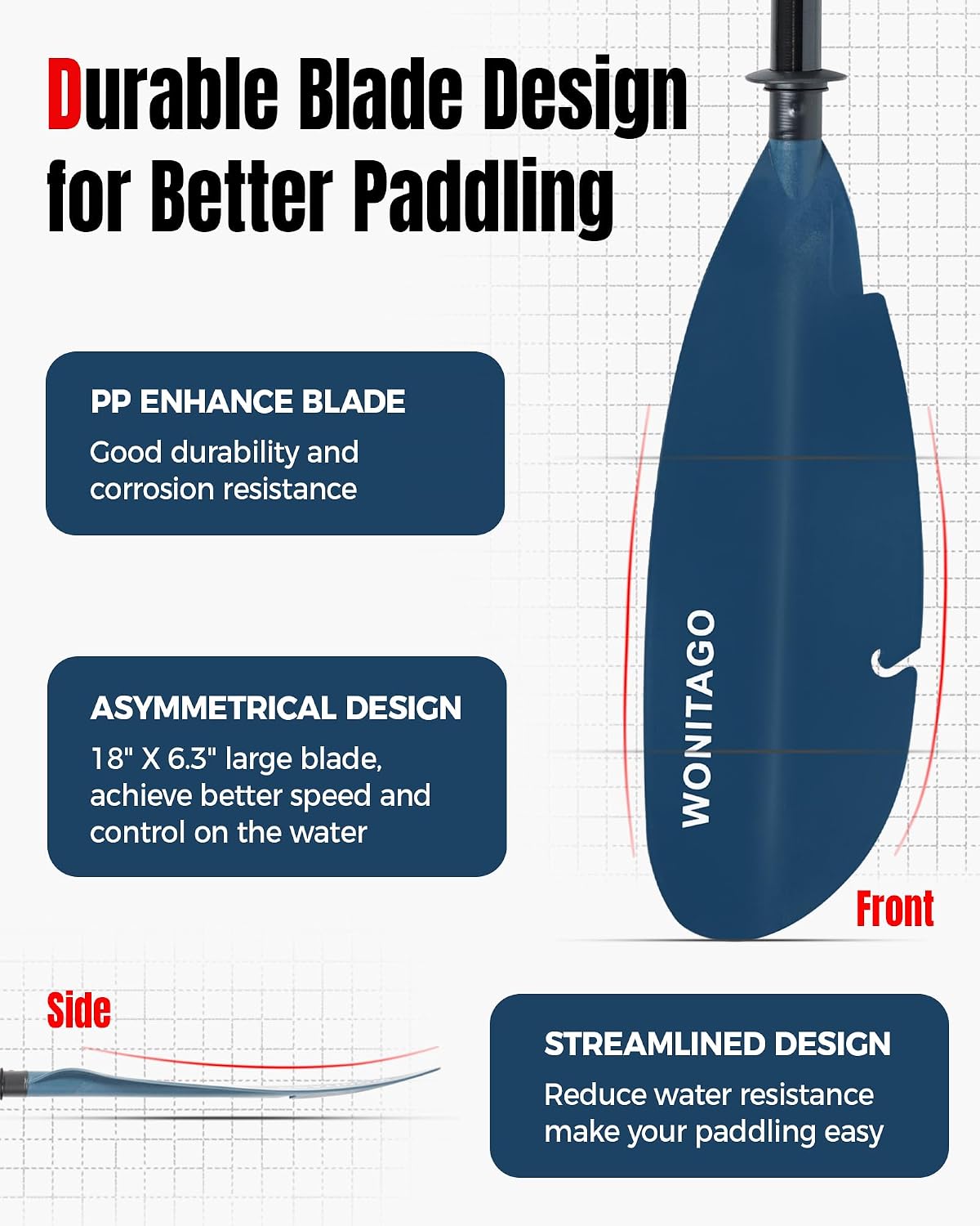 Angler Kayak Paddle, Adjustable Fiberglass Fishing Kayak Oar
