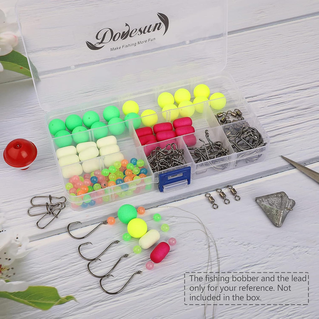 Dovesun 220/104/80/60/54/52/42pcs Pompano Rig Floats for Surf Fishing Foam Bobbers for Fishing Fly Fishing Bobbers Floats Bright Color Kit/Round/Cylindrical/Heart/Bullet/Pill/Spin Shape