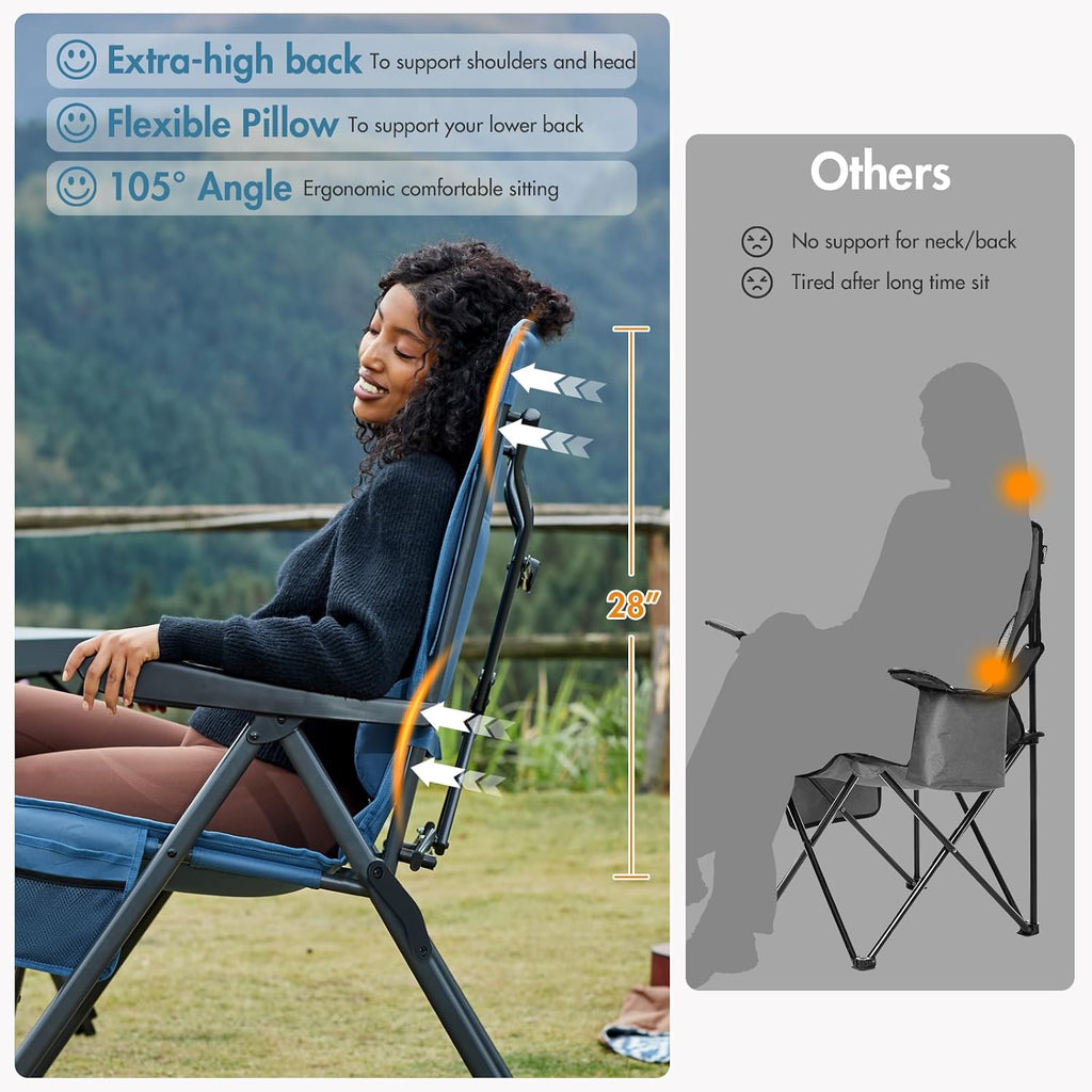 Portal Reclining Camping Chair with Adjustable Back, Blue