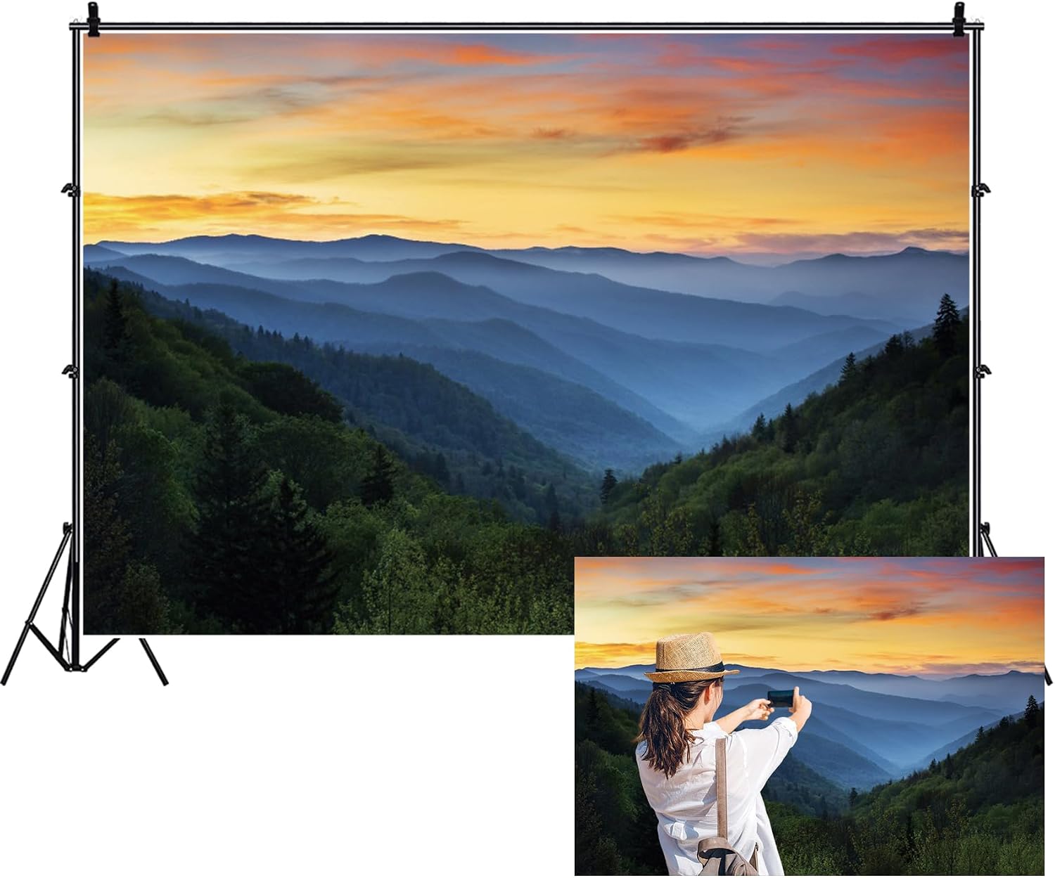 10x8ft Sunset Mountain Backdrop Backdrop Nature Scenery Background
