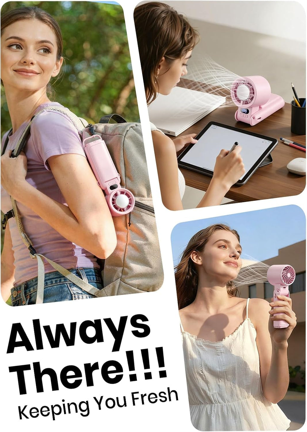 Portable Handheld Turbo Fan, 1-199 Speed Adjustable, Pink
