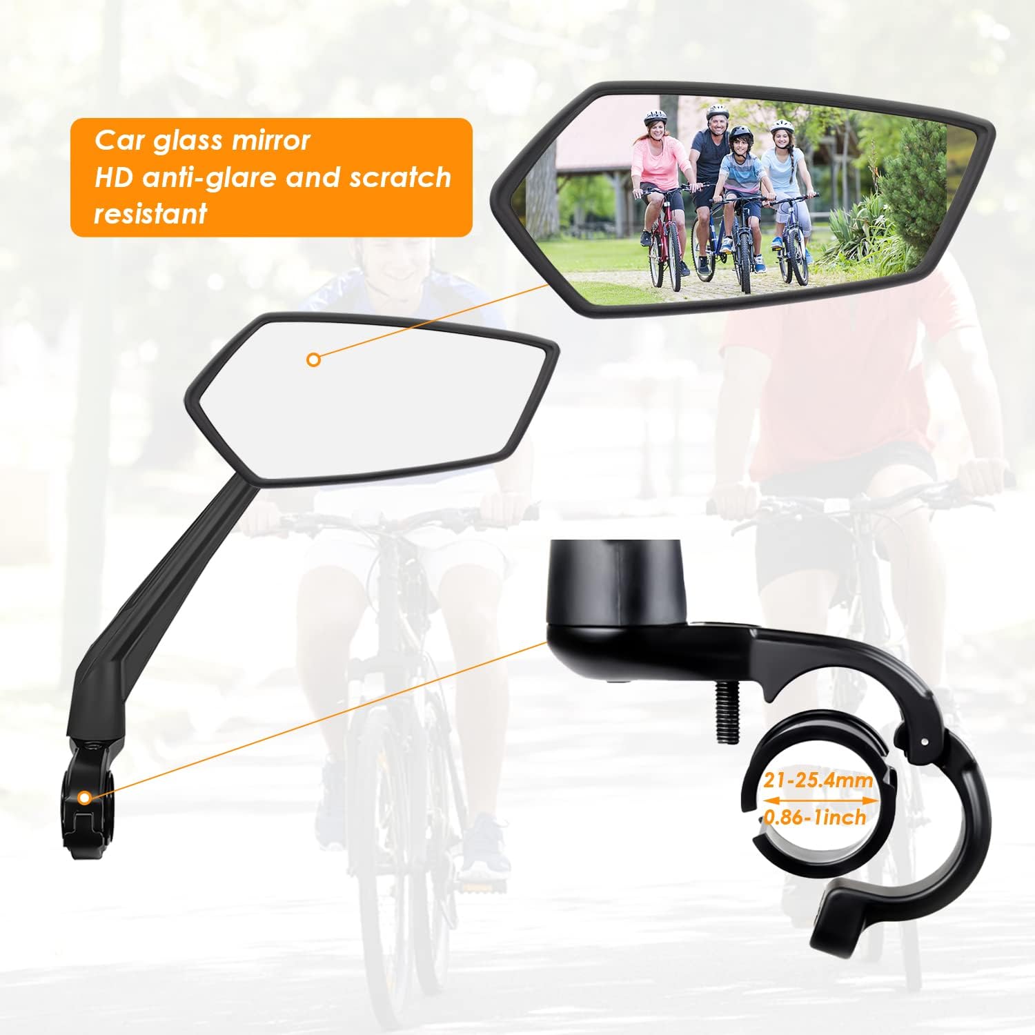 Arkham Bike Mirror for Handlebar Adjustable Bicycle Rear View Mirror 360 Rotatable, HD Glass Bicycle Mirror Shakeproof, Easy Installation,Wide View Angle, Essential Bike Tool for All Bicyclists,Right