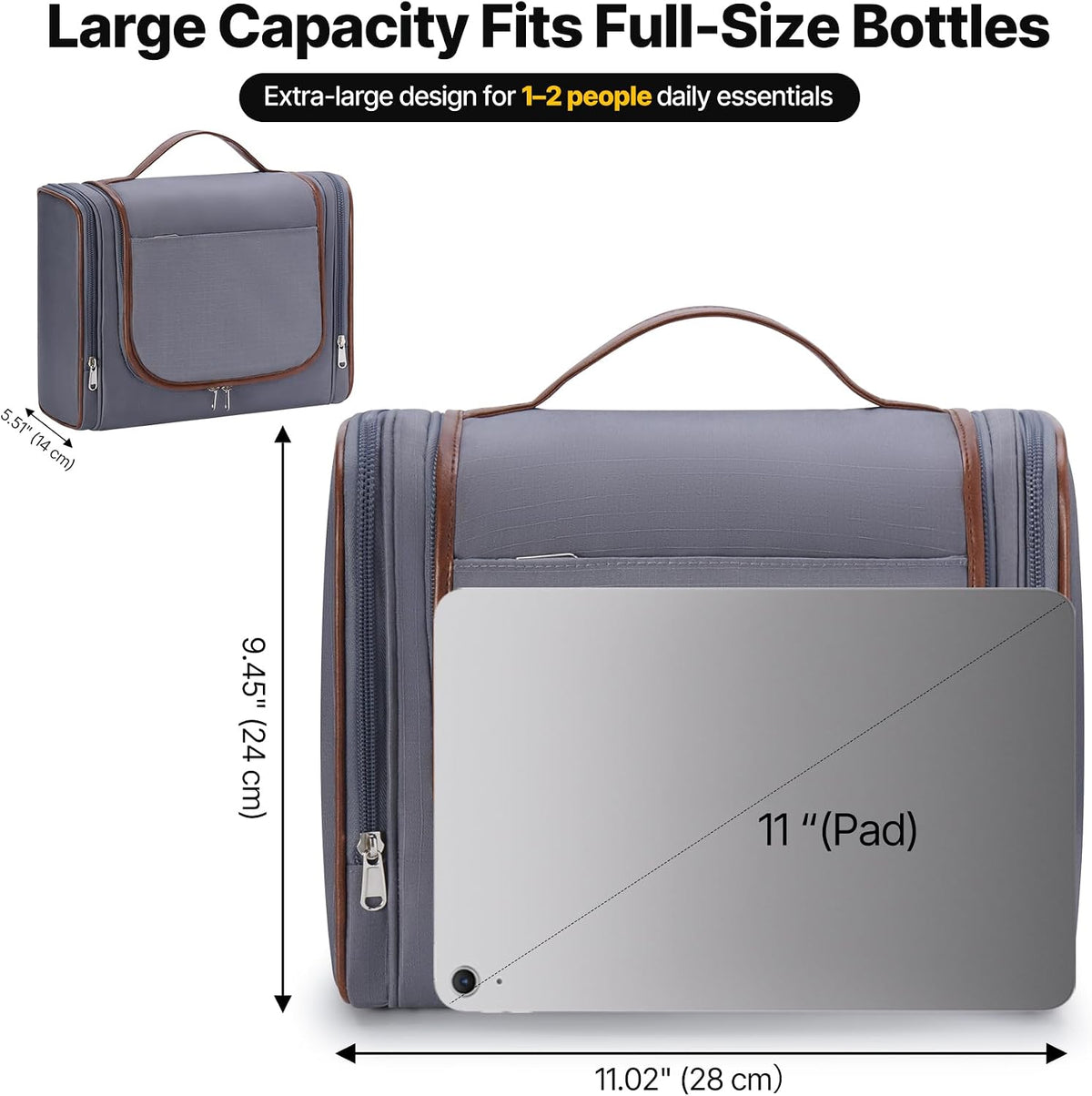 ZAHNI Men’s Hanging Toiletry Bag, Large Capacity Toiletry Organizer