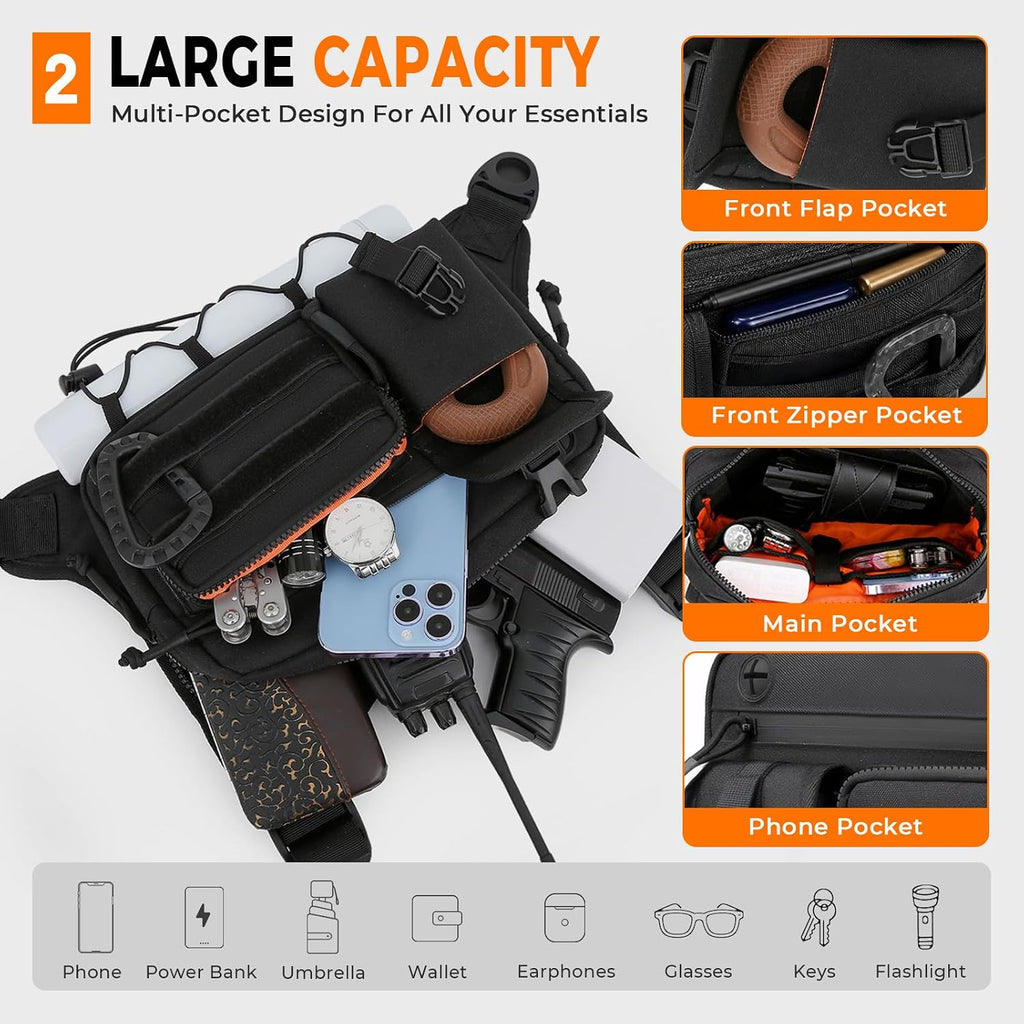 Muserise Outdoor Chest Bag For Men and Women, Tactical Vest For Running, Cycling, EDC Chest Pack Rig For Sports and Workouts
