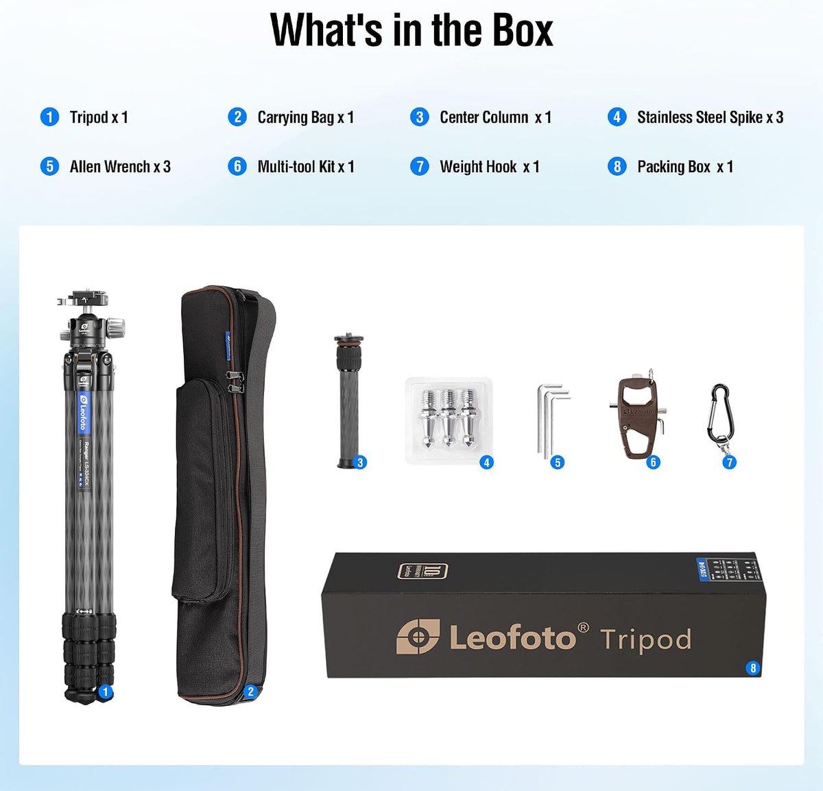 LEOFOTO 71" Carbon Fiber Travel Tripod with 360° Ball Head Set, 4 Leg Sections Lightweight Tripod with Center Column for DSLR Camera, Quick Release Plate, Max Load 15kg/33.07lb (LS Series)