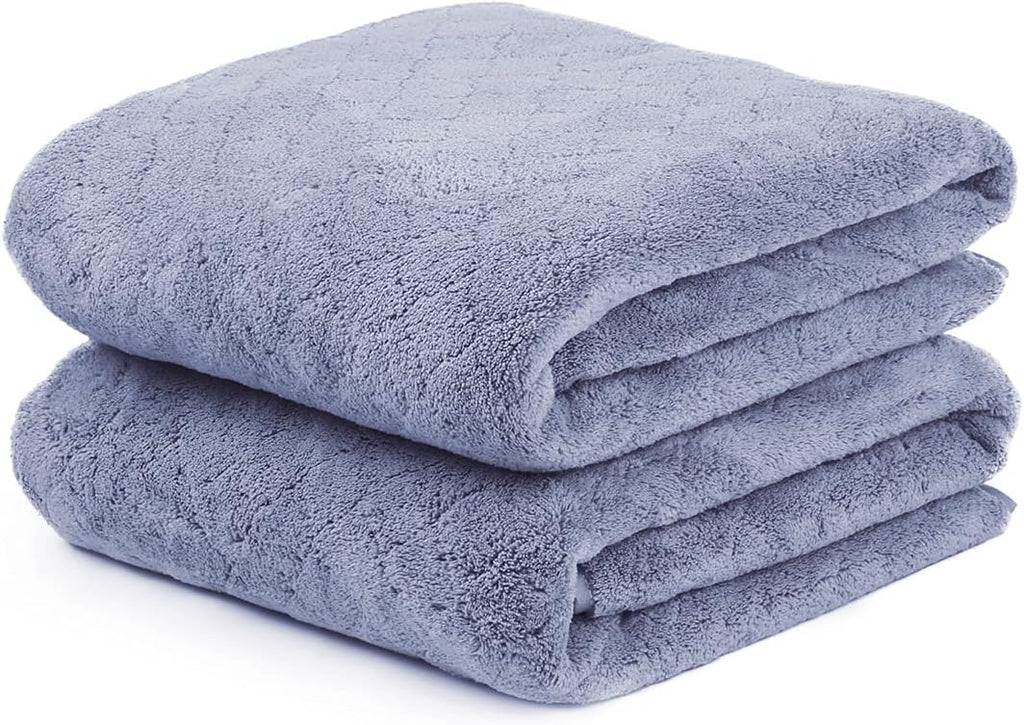 JML Microfiber Bath Towels with Hanging Loop, 2 Pack, 27x55 in, Blue