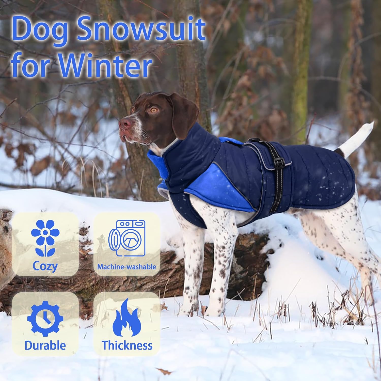 MIGOHI Cozy Small Dog Coat - Reflective Dog Coat for Small Dogs,Fleece Winter Coats Jacket for Dogs with Leash Hole,Snowproof Thick Puppy Clothes,Pomeranian,Chihuahua,XS,DarkBlue