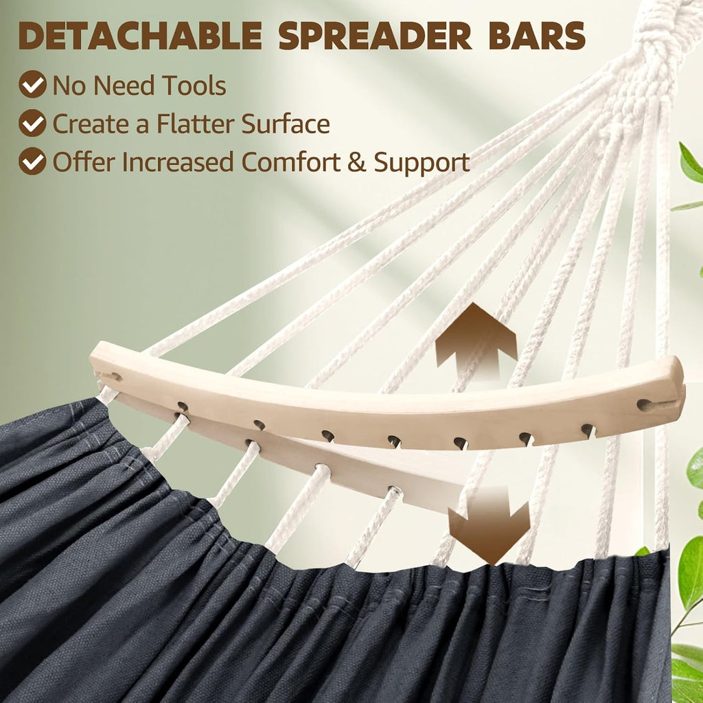 Chihee Cotton Hammock 8.9x4.9ft Holds Up to 660lbs Prevents Side-Tipping