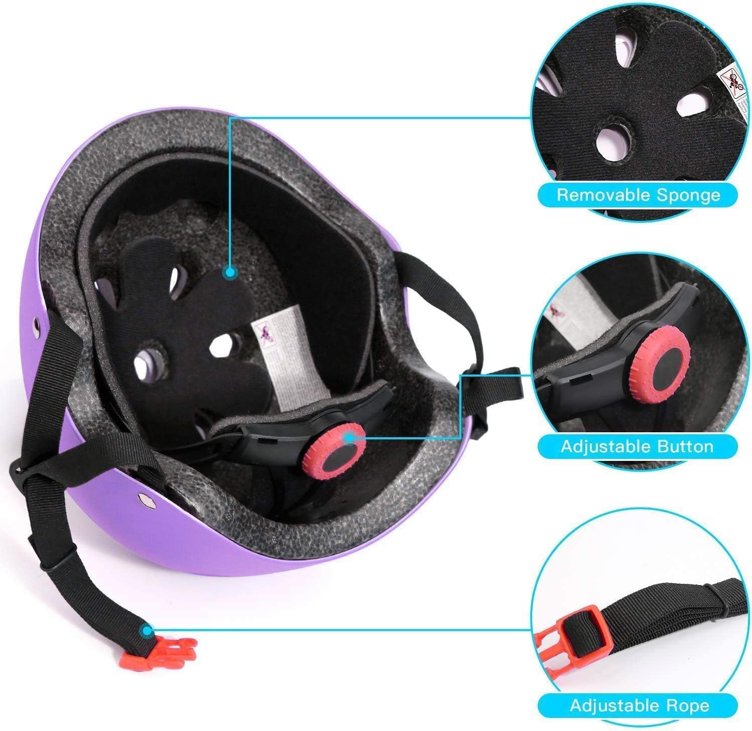 Color Gradient Adjustable Kids Bike Helmet Toddler Helmets for 3-5-8-14 Years Kids Girls Boys Youth Bicycle Helmet for Scooter Balance Bike Roller Skating Skateboard