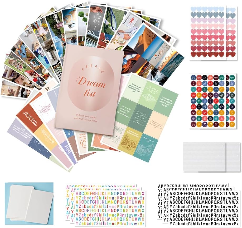 Soft Green Boho All-in-One Vision Board Kit, 540 Pre-Cut Cards, 30 Sheets