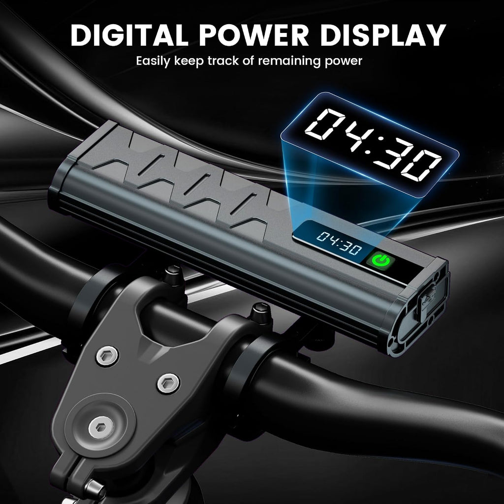 Vastfire 17 LED Bike Lights 5000 Lumen, Super Bright Bicycle Light for Night Riding, USB Rechargeable Bike Headlight and Taillight, Waterproof Wide Beam Bike Front Light with Digital Power Display