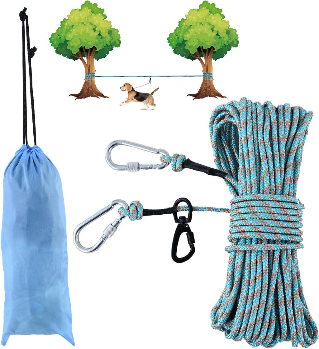 100ft Dog Tree Tie Out Cables for Outside, Camping Leash for Yard