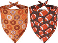 ADOGGYGO Football Dog Bandanas Boy, 2 Pack Football & Donut Scarf, X-Large