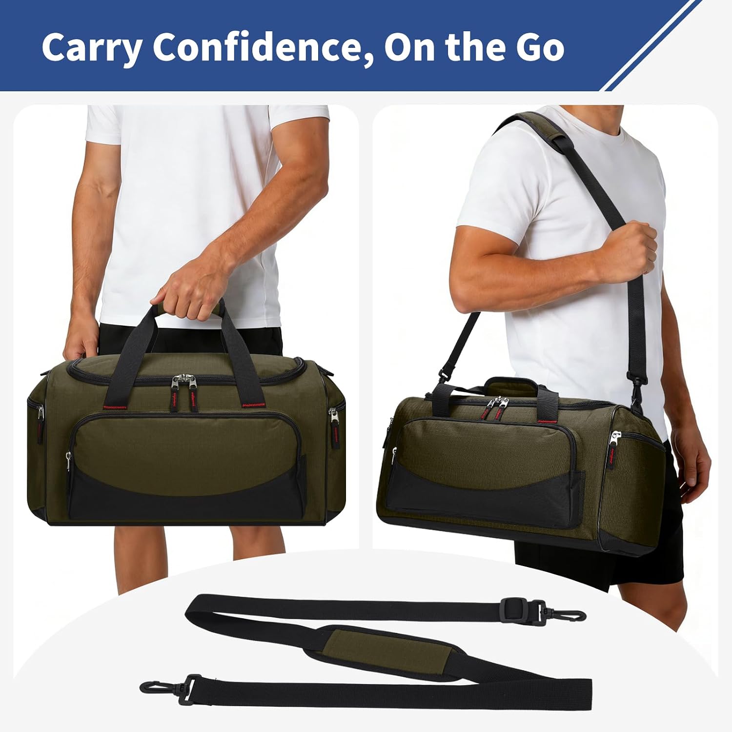 30L Gym Sport Duffle Bag, 17 inch, Olive Green