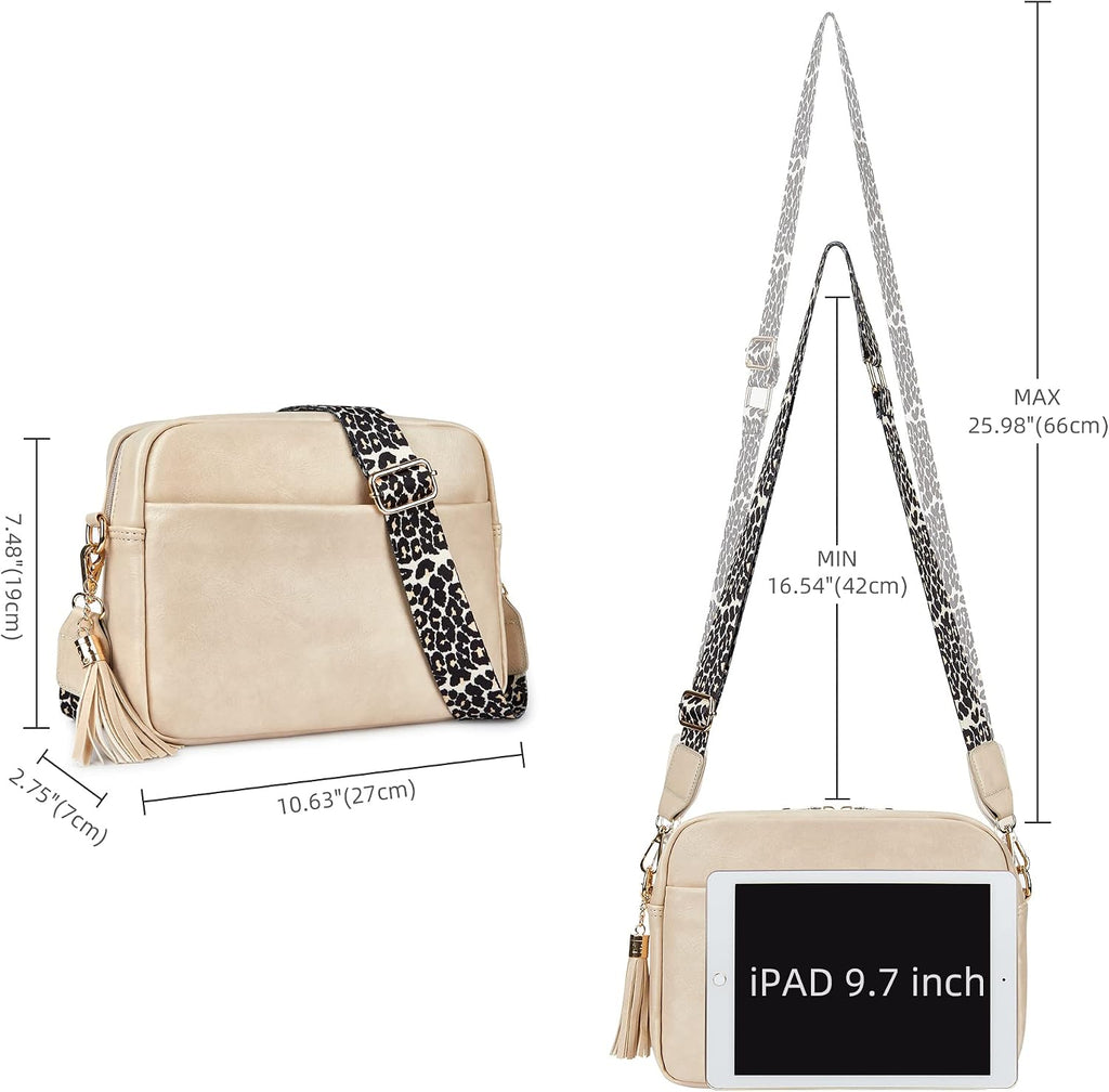 Women's Leather Crossbody Bag Zipper Shoulder Camera Purse