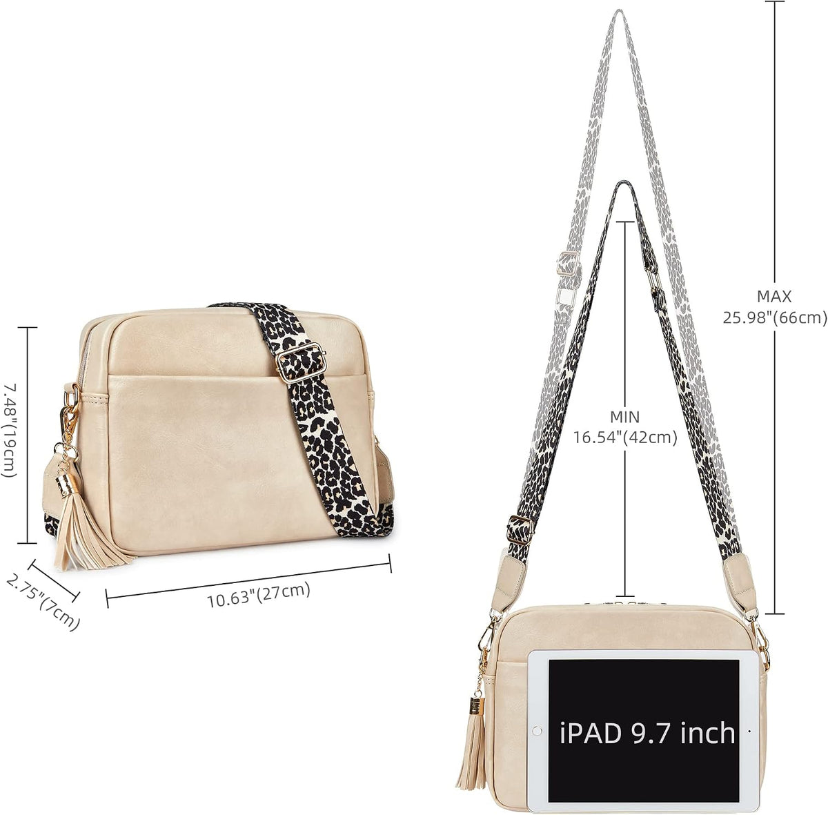 Women's Leather Crossbody Bag Zipper Shoulder Camera Purse