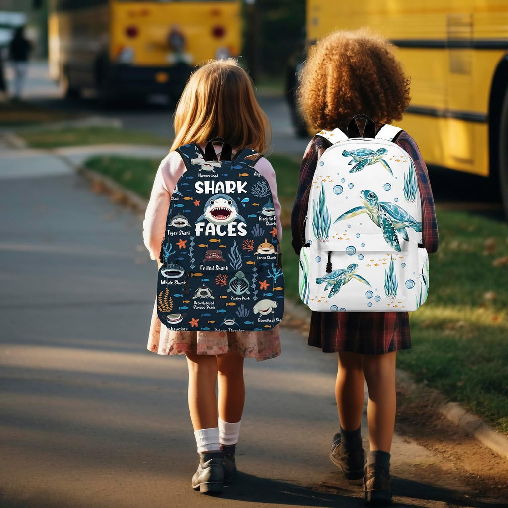 Funny Sea Turtle School Backpack for Girls Boys Bookbag, 17 Inch Sea Turtle Laptop Backpack, Turtles Animals Theme Back Pack for School Travel Hiking Camping