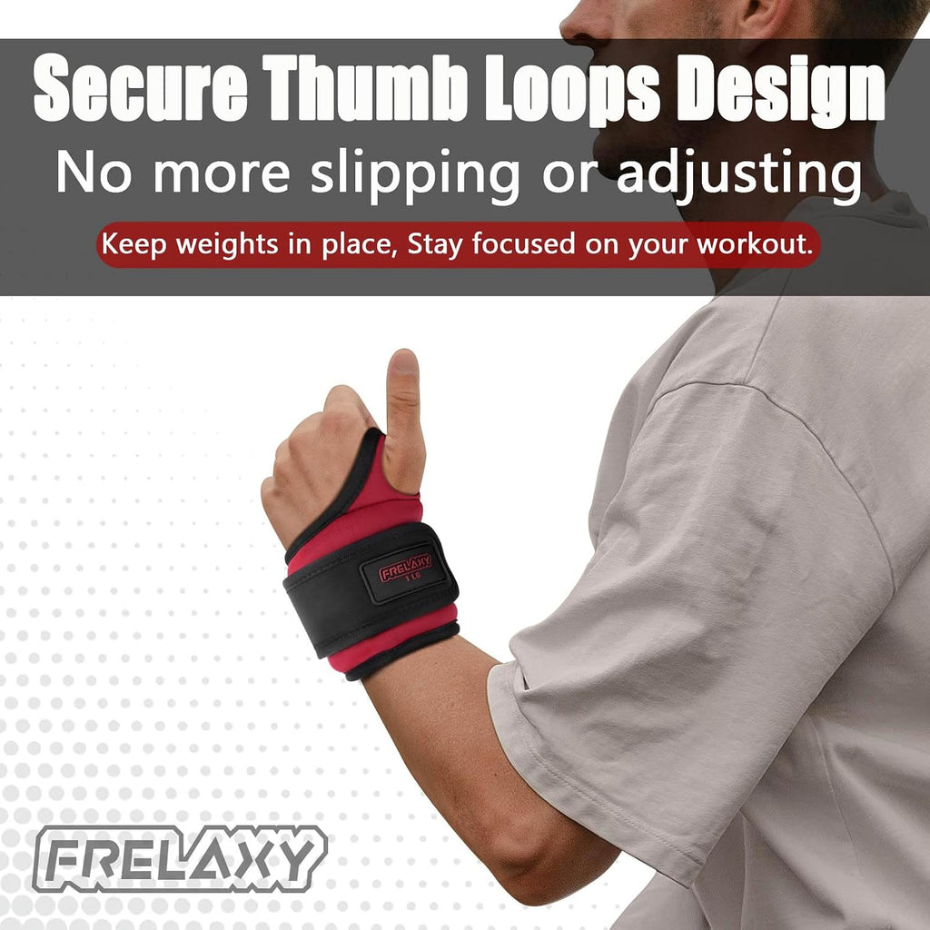 Frelaxy Wrist Weights with Thumb Loops for Men Women (Pair)