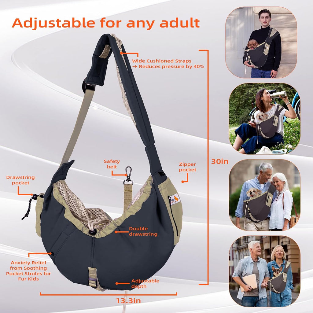 Dog Carrier Sling, Dog Carriers for Small Dogs Up to 20lbs, Black