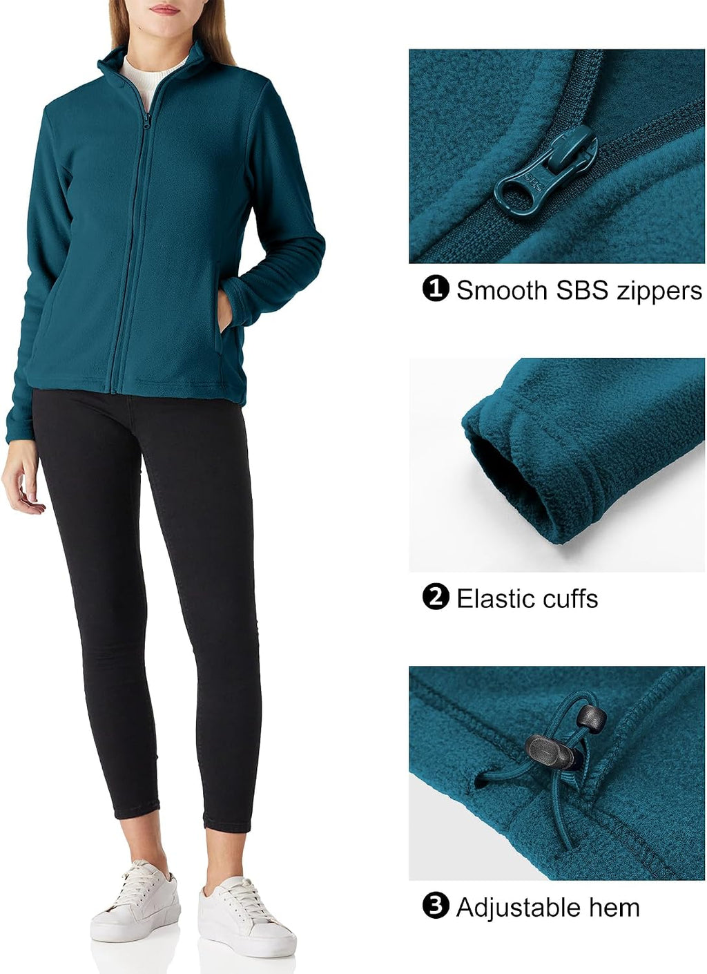 Outdoor Ventures Women's Lightweight Warm Polar Fleece Jacket Zip Up