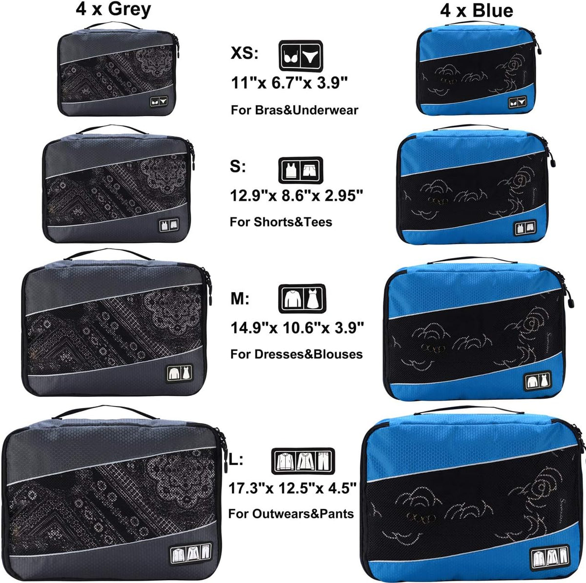 Packing Cubes large Luggage Organizers Bags For Travel Organizing Clothes