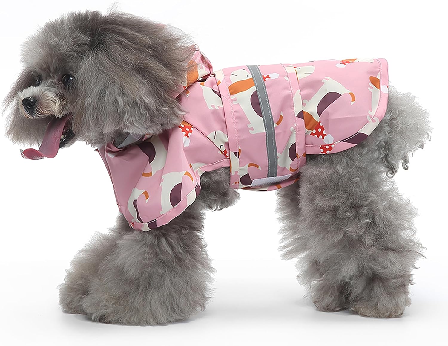 Dog Raincoat Hooded Reflective Waterproof Slicker Poncho