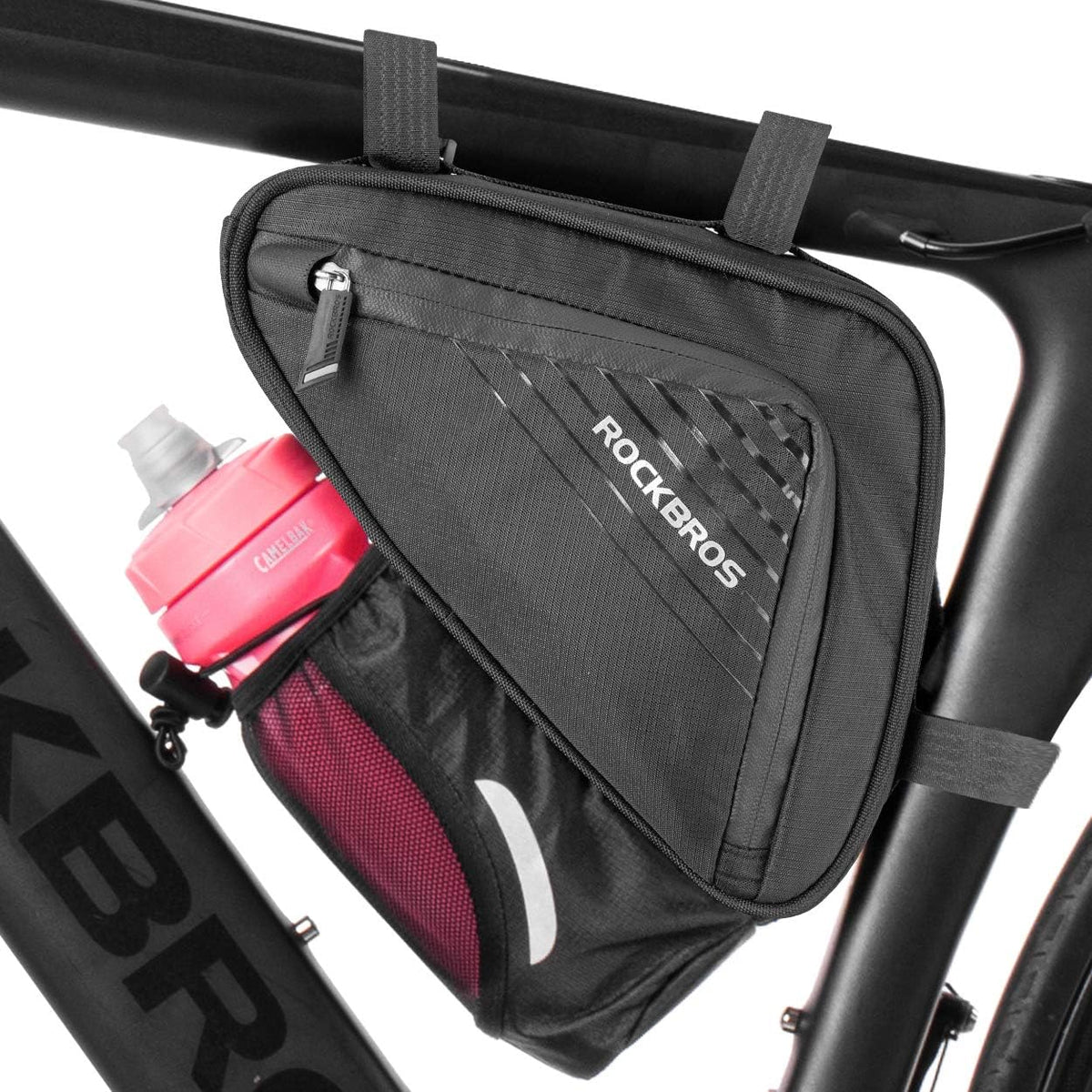 ROCKBROS Bike Triangle Frame Bag Waterproof Top Tube Bag with Keel Support
