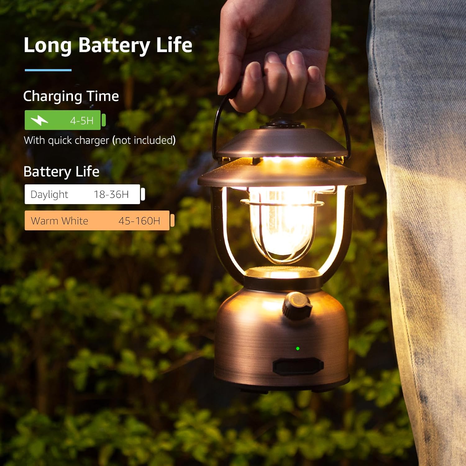 Lepro Vintage LED Camping Lantern Rechargeable - 15000mAh, 1000LM Stepless Dimming, Dual Color Temp 2500K & 5000K, IPX4 Waterproof Retro Railroad Lantern for Camping, Home Decor & Emergency