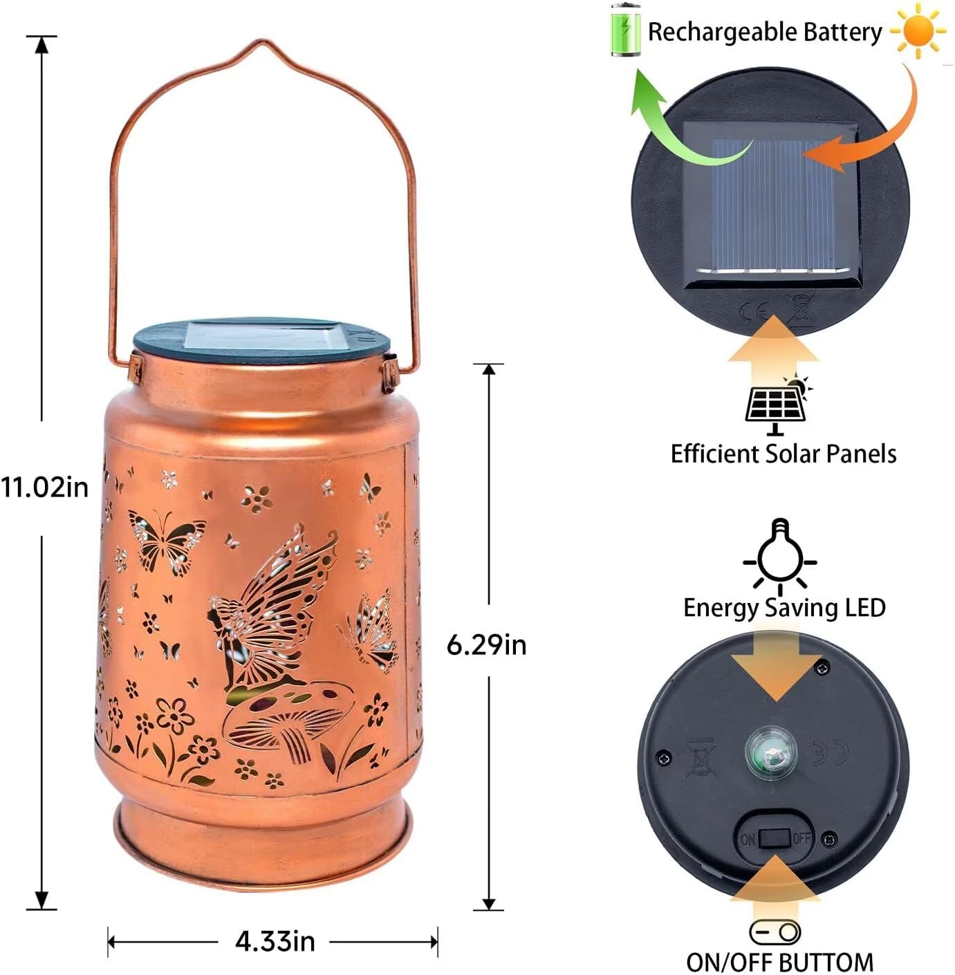 Fairy Solar Lanterns Outdoor Waterproof,Hanging Solar Lights Gifts for Women Mom Grandma Metal Decorative LED Lantern Outside for Yard,Patio,Lawn,Porch,Backyard,Garden Decor