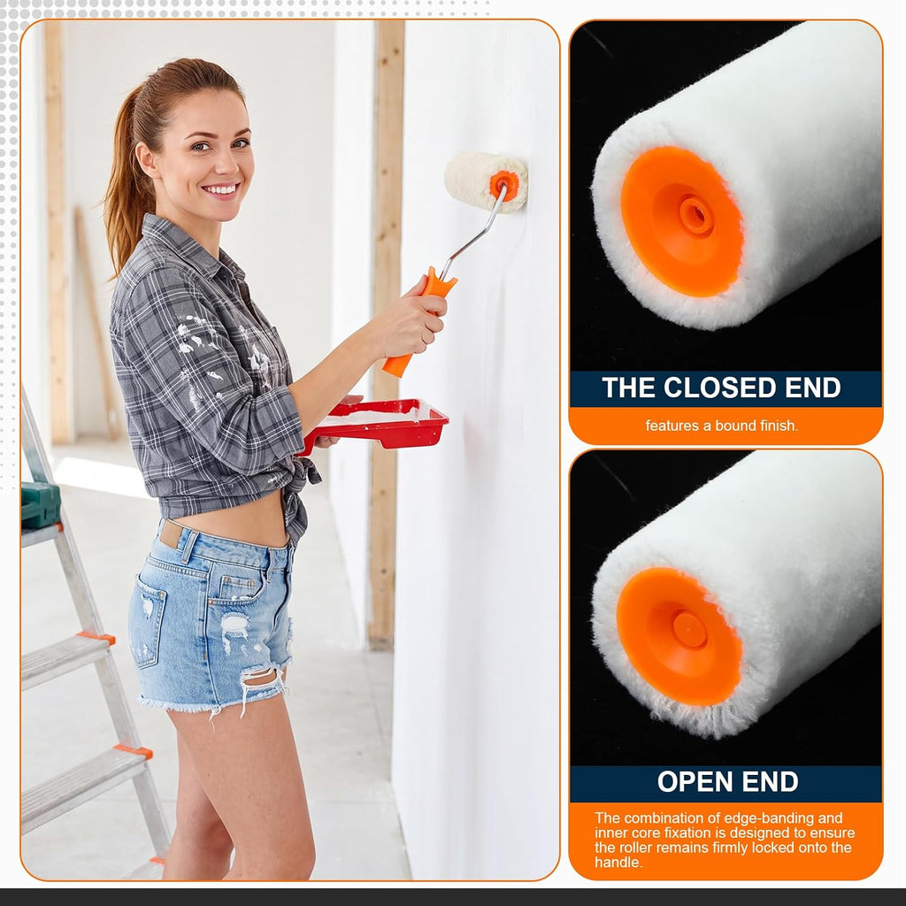 Honeydak 8 Pack Mini Paint Roller with Replacement Heads, 9 Inch