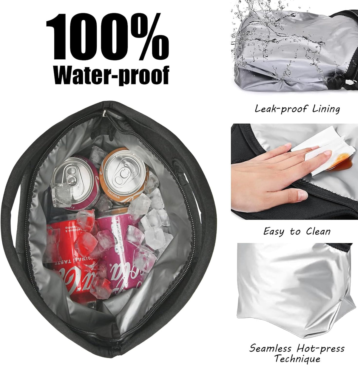Insulated Lunch Tote Bag, Waterproof Cooler Bag for Work Office School