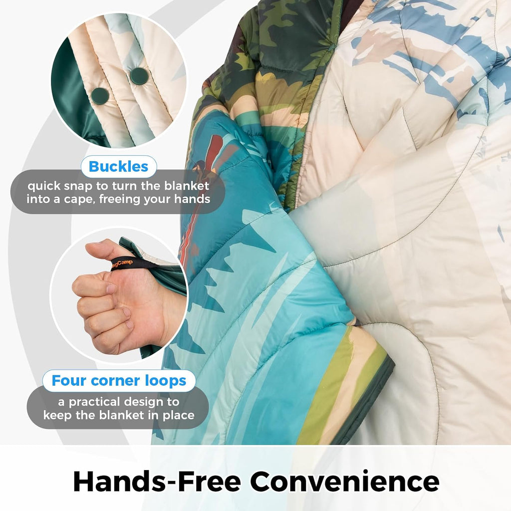 KingCamp Ultralight Camping Blanket, Wearable Packable Blanket,79"x57"