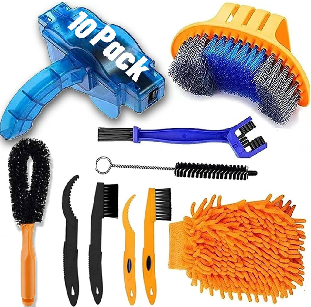 10pcs Bike Cleaning Kit, Bicycle Clean Brush Tool Including Chain Cleaner for Cycling,Bike Chain Cleaner Brush Suitable fo Mountain/Dirt/MT/Road/BMX Bike