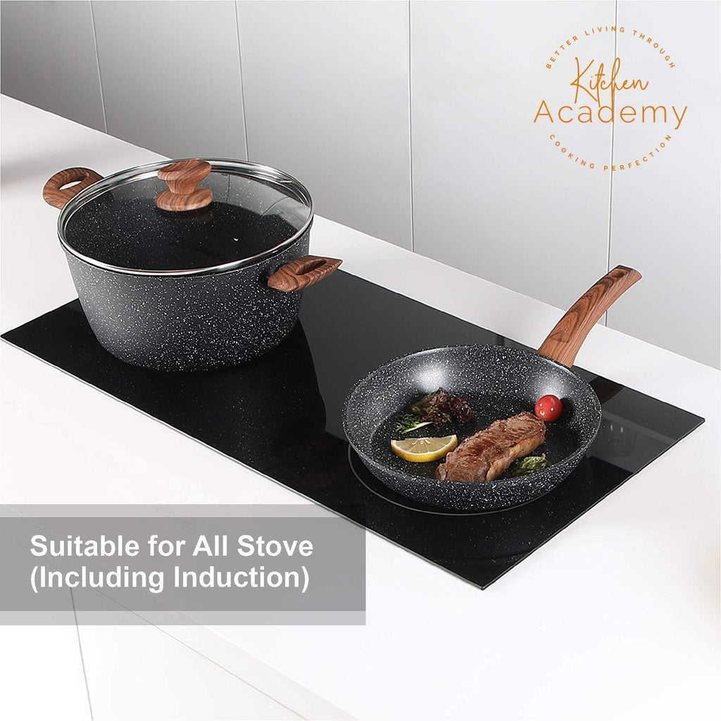Kitchen Academy Pots and Pans Set Non Stick, 12pcs Induction Cookware