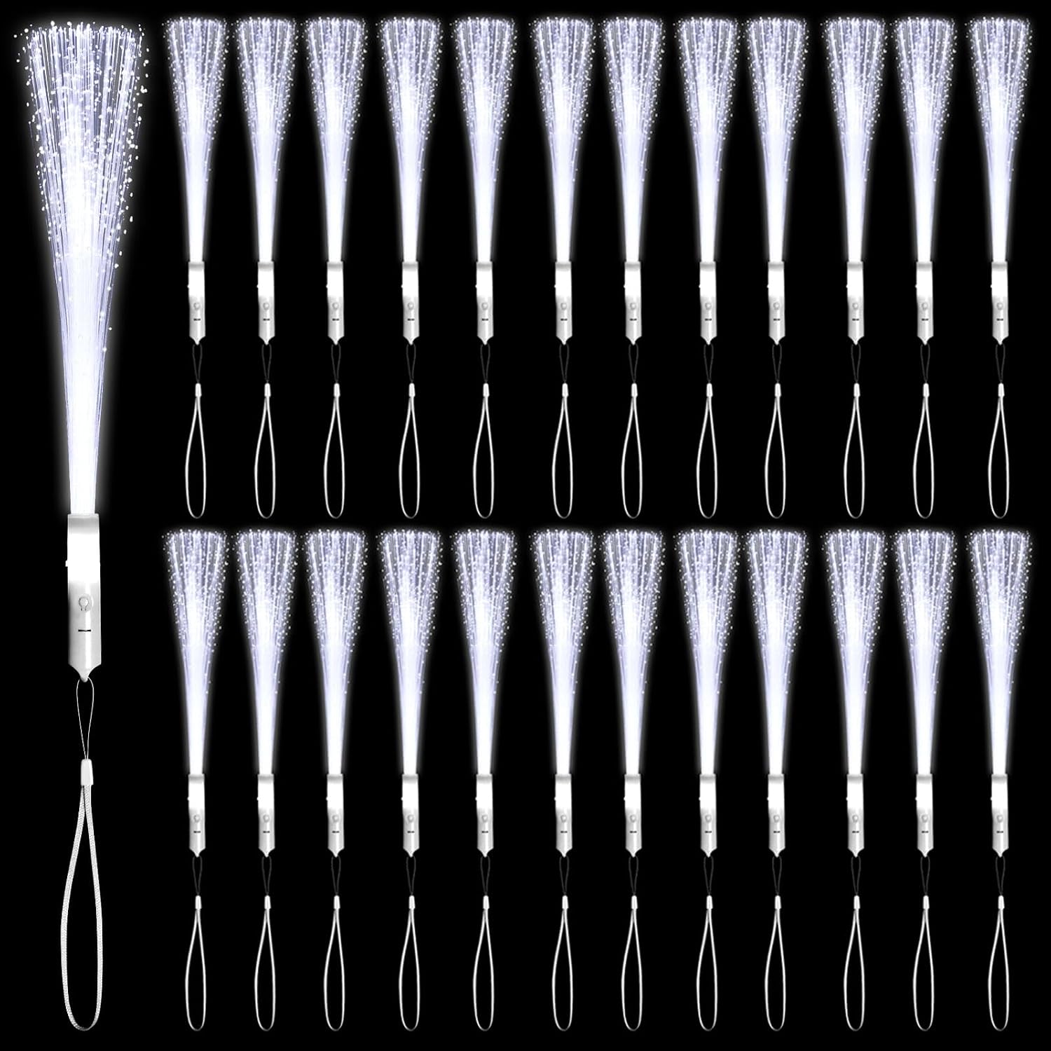 48 PCS Green Glow Fiber Wands Sticks LED Light Wands 3 Modes Flashing Fiber Optic Light Rod Bulk Fiber Optic Wands for Bar St. Patrick's Day Halloween Christmas