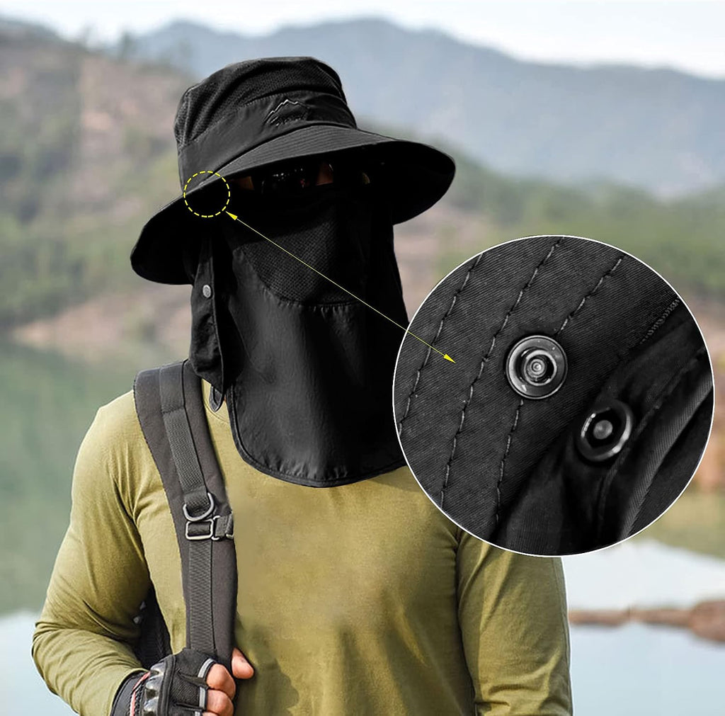 Fishing Hat for Men & Women, Sun Protection Hat with Face Cover & Neck Flap