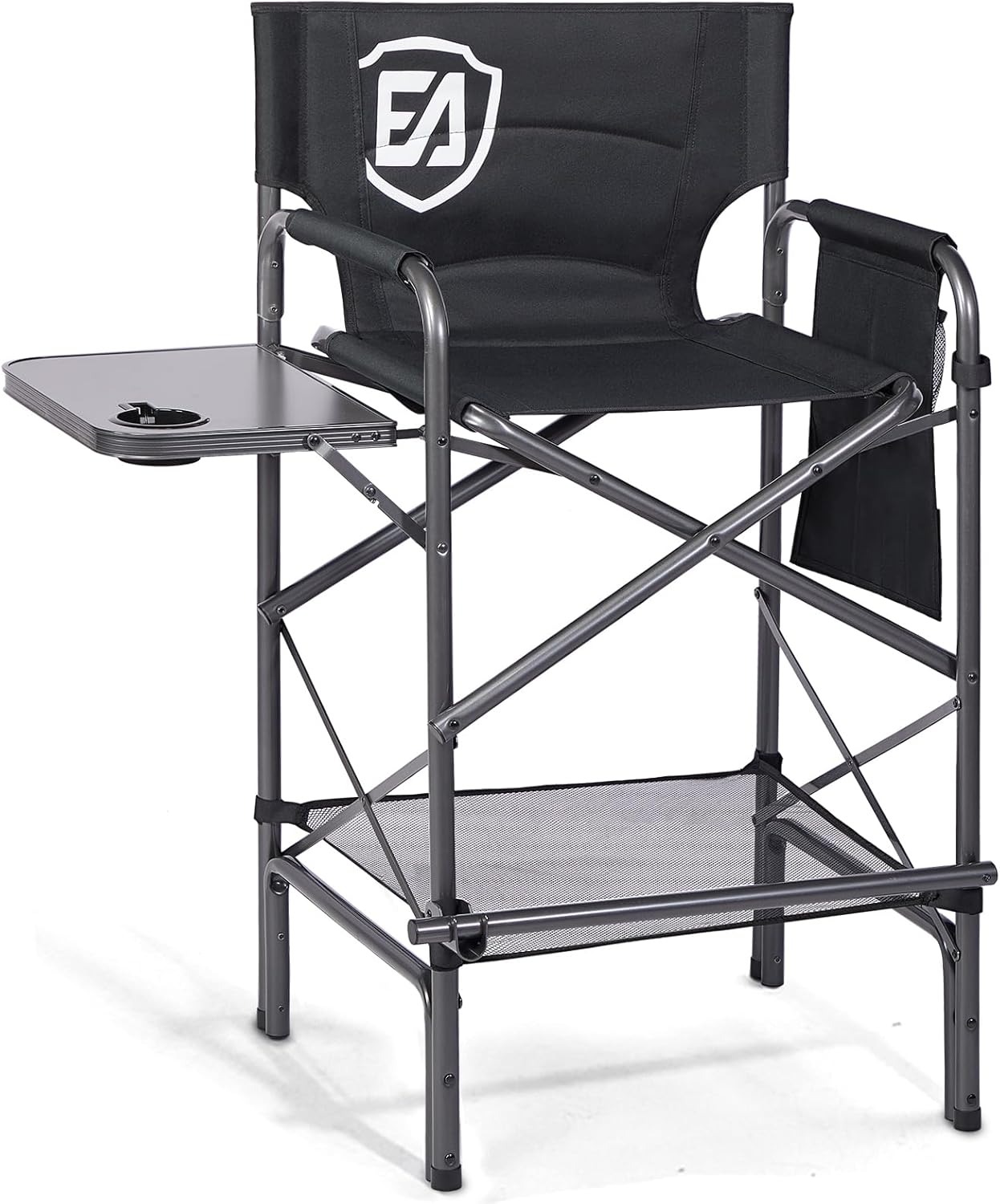 EVER ADVANCED 31" Tall Portable Makeup Artist Chair for Clients Directors Chair with Two Side Tables, Foldable Folding Chair for MUA, Craft Shows, Hair Stylist, Salons, Movie Sets 350LBS Green